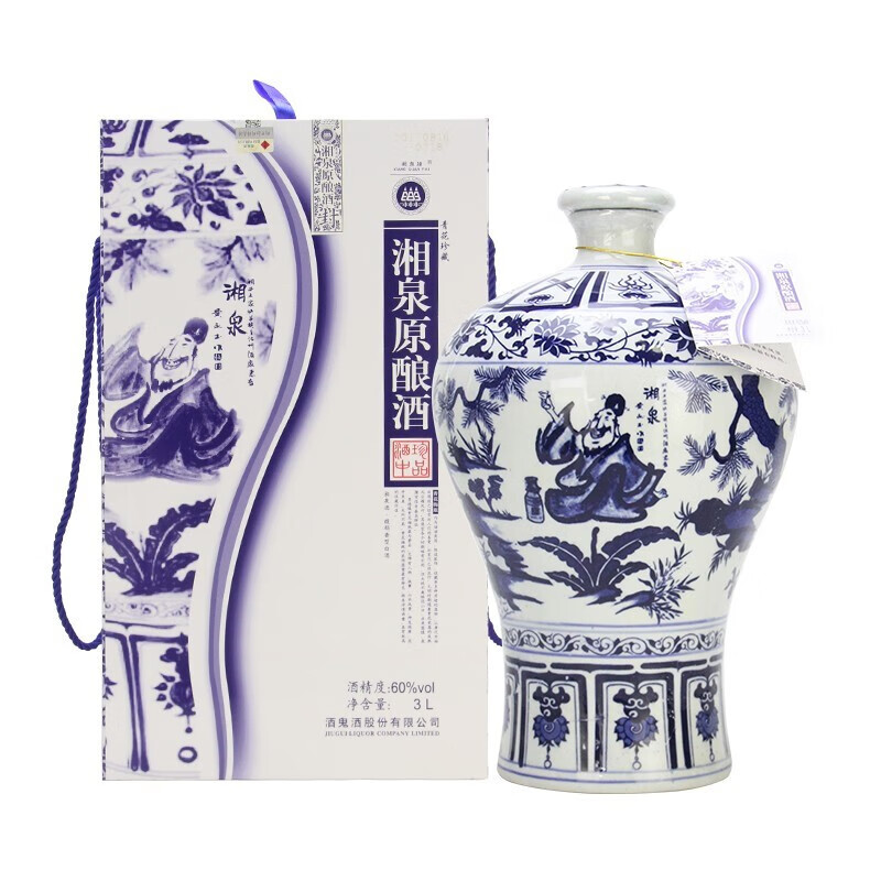 酒鬼湘泉原酿酒(青花瓷瓶)馥郁香型白酒 收藏摆柜 6斤大坛 60度 3000