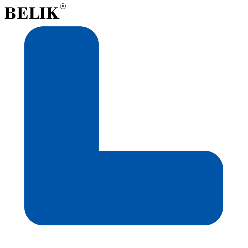 BELIK警示四角定位贴 100个 3*1CM桌面5S6S现场管理定位贴纸不干胶蓝色L型 WX-5