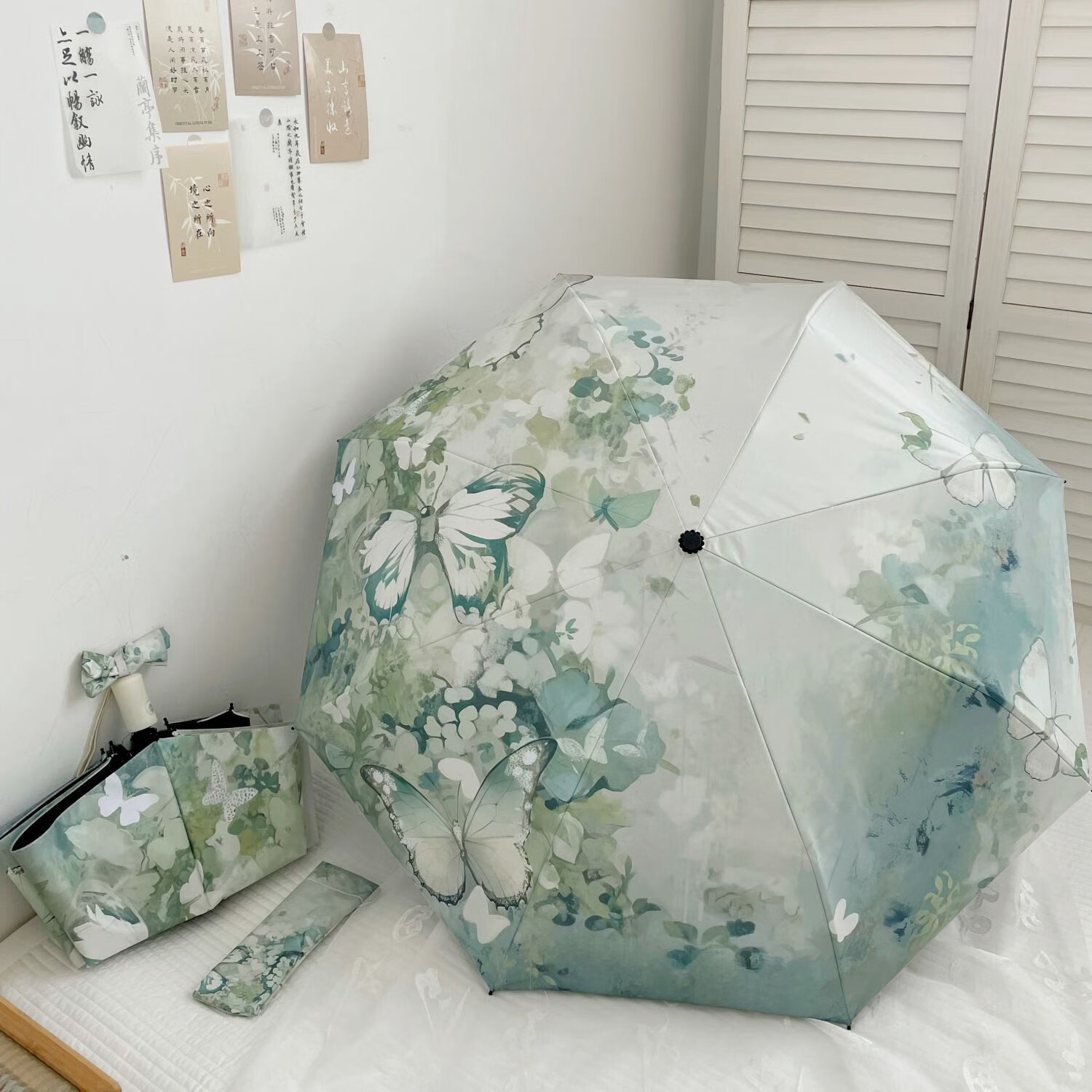 高颜值全自动晴雨两用遮阳伞防晒黑胶折叠太阳伞 绿野仙踪三折手动（一把装）