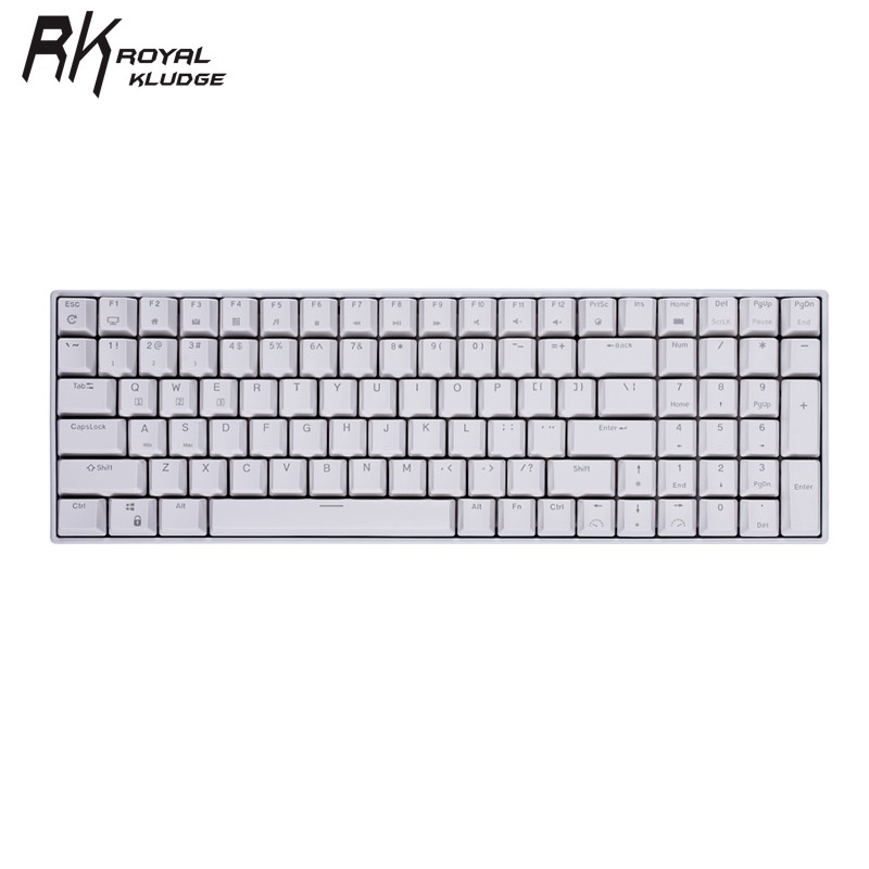RK100(860)有线/蓝牙/无线2.4G三模机械键盘100键办公键盘可插拔轴台式机笔记本电脑键盘白色背光白色青轴