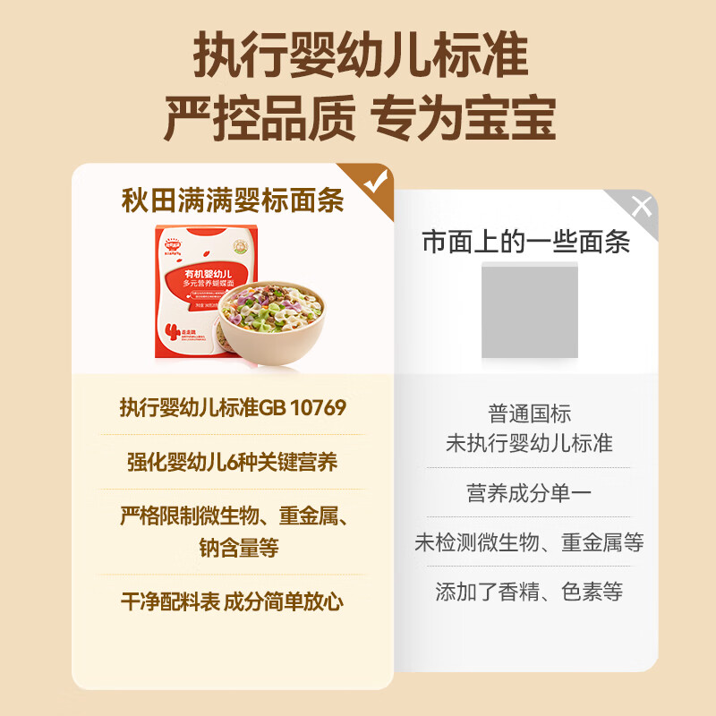 秋田满满蝴蝶面营养面碎碎面宝宝辅食儿童婴儿面条不添加食盐白砂糖试用 牛肉番茄碎碎面160g