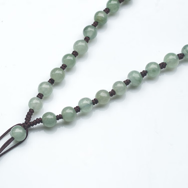 蝶灿 翡翠a货玉佩吊坠 手工编织绳项链绳油青玉珠链男女款挂绳 5mm