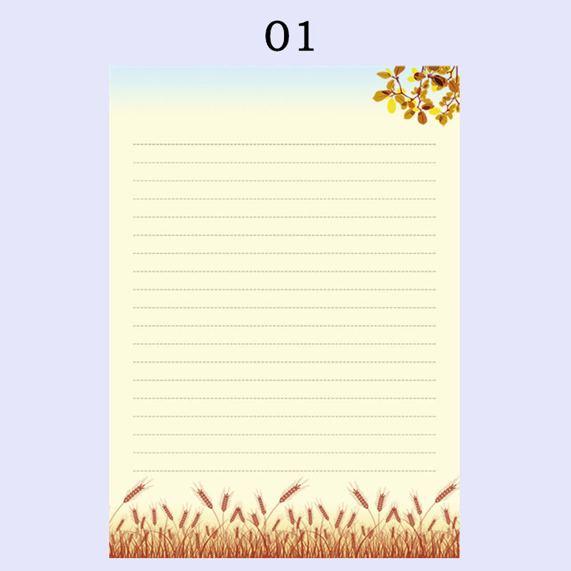 卡通信签纸 横线书写纸a4彩色信纸花纹 01号(100张)