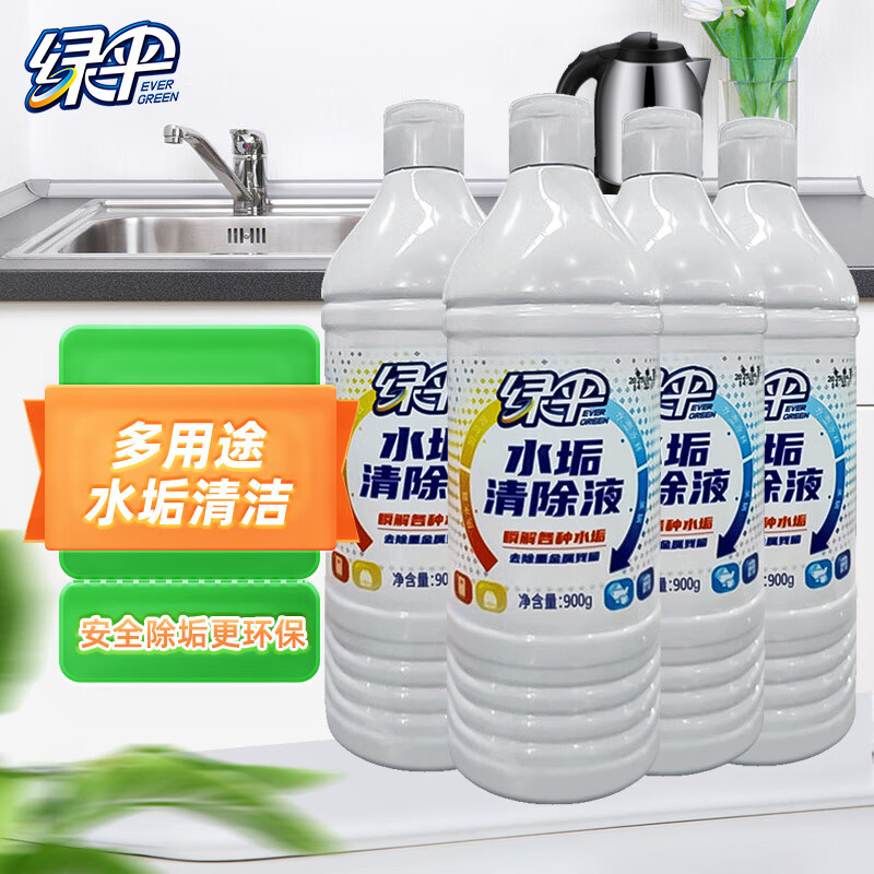 绿伞 水垢清洁剂900g×4瓶 电水壶饮水机清洁除垢剂