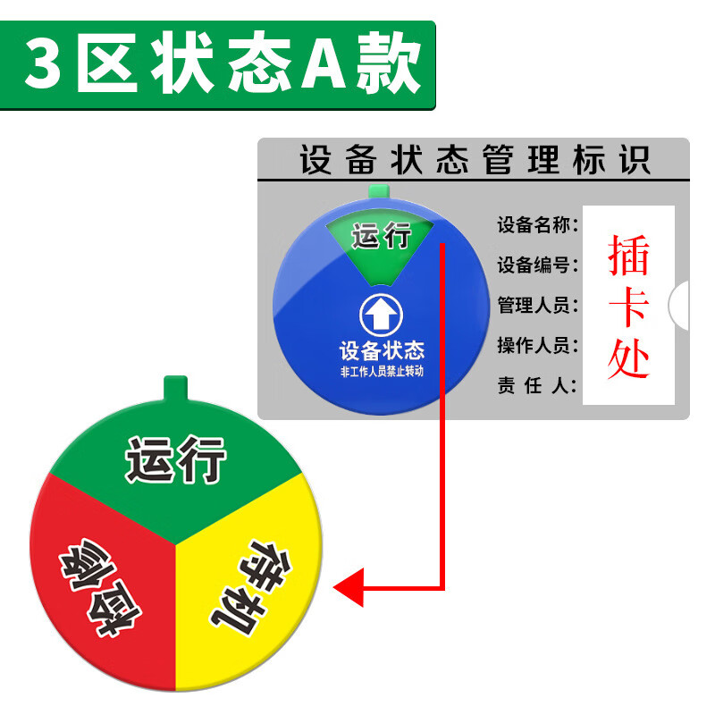 机器设备状态标识牌设备状态运行管理标识卡磁性旋转设备状态牌 3区