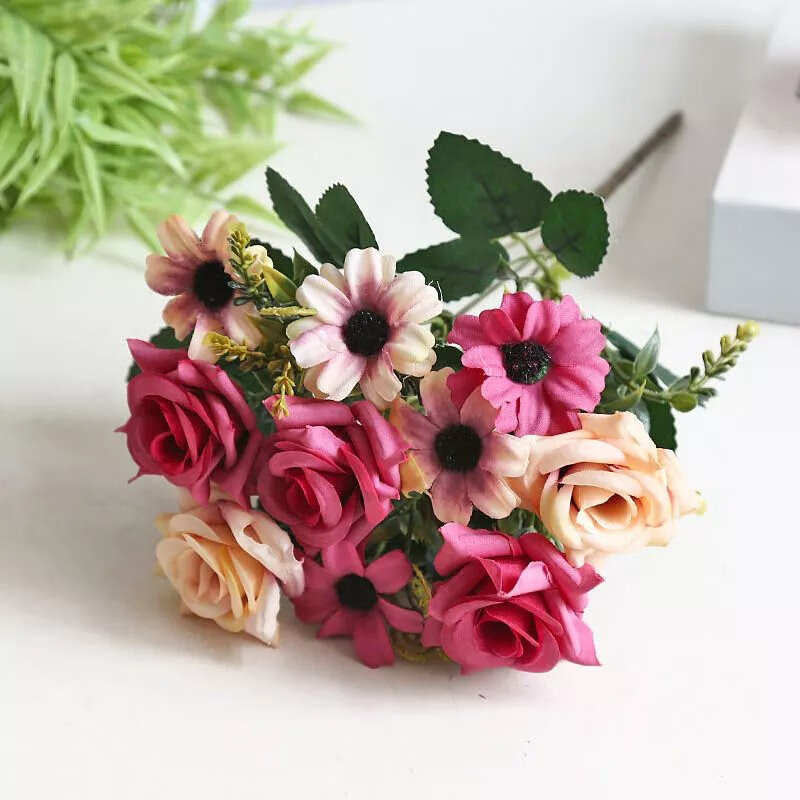 小把仿真塑料假花跳兰菊客厅摆设单束装饰插花单支干diy花卉 6头阳光向日葵 1束