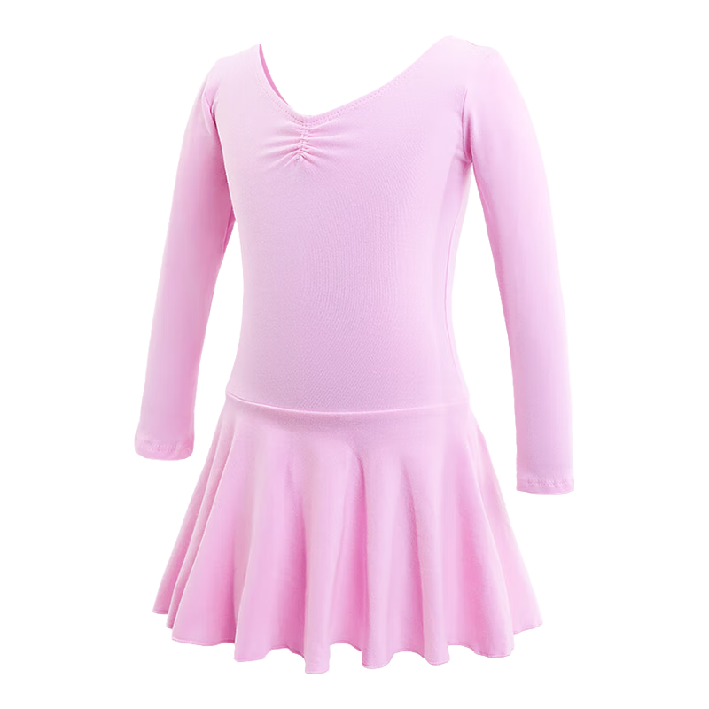 艾舞戈兒童舞蹈服夏季練功女童跳舞衣幼兒園寶寶連體芭蕾舞裙中國舞服裝 粉色-短袖 130 碼 高110-120cm重38-48斤