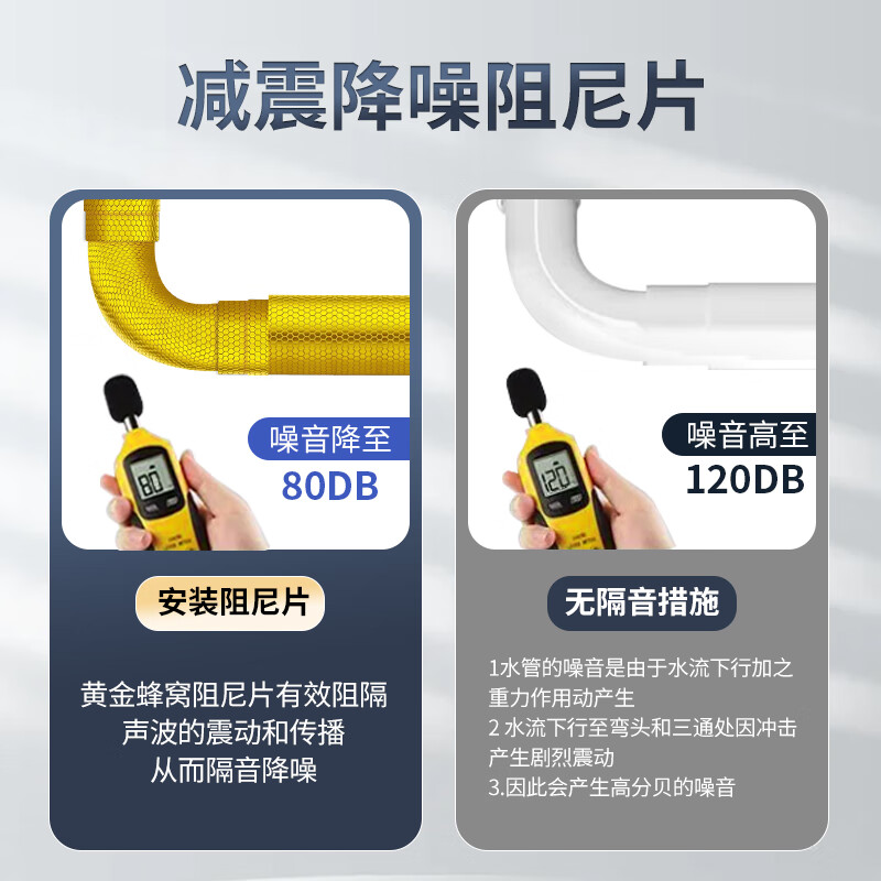 绿蔓阻尼片卫生间110下水管隔音棉超强消音自粘包排水管道吸音隔音板 160型1米龙鳞纹高分子环氧胶阻尼