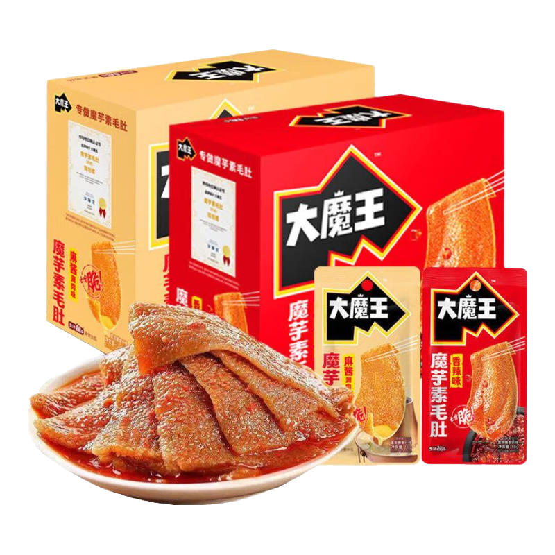 鹽津鋪子大魔王素毛肚經(jīng)典麻醬味魔芋爽火鍋毛肚小零食小吃休閑食品  六必居麻醬味（微辣） 共180g約20包