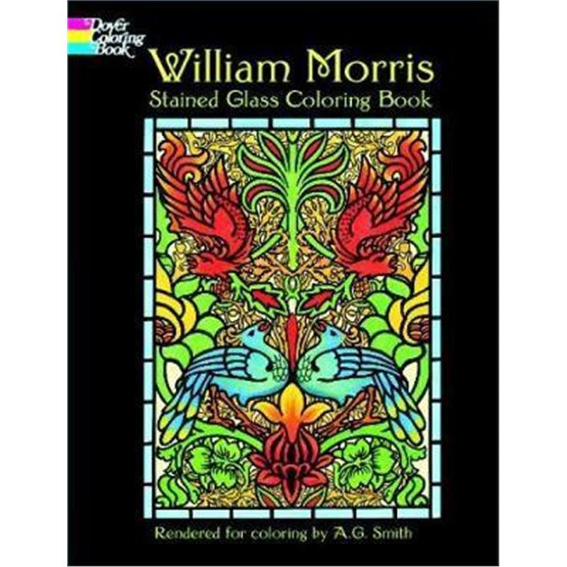预订william morris stained glass coloring book