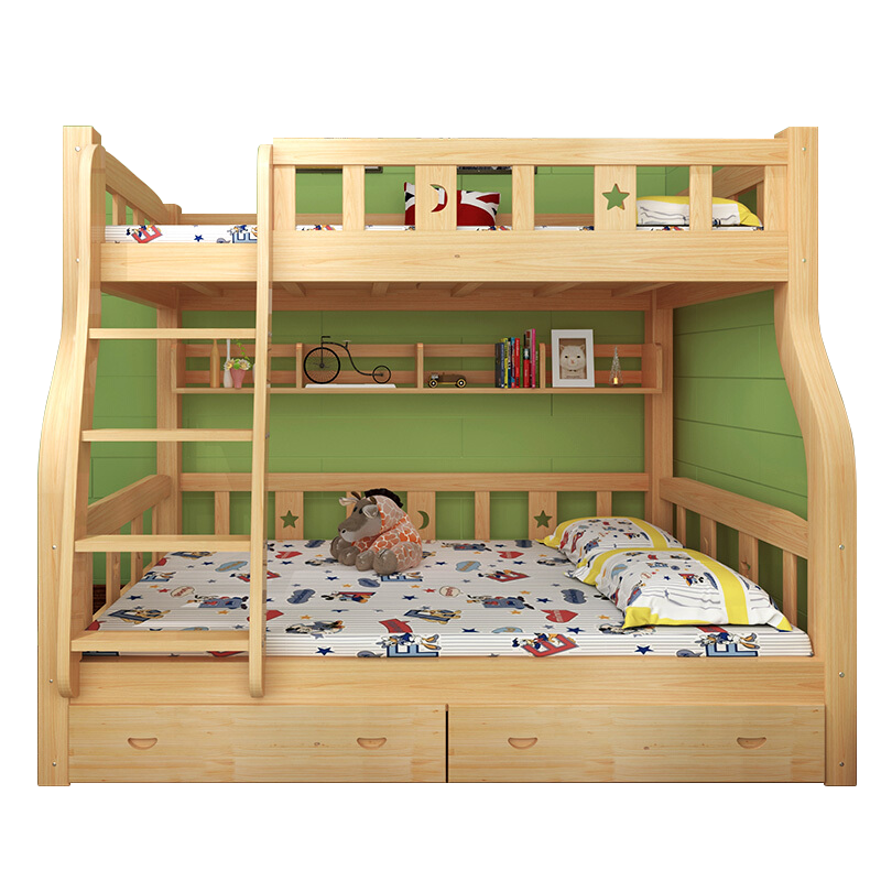 状元榜 包安装子母床实木两层高低床上下铺儿童床成人大人床多功能双人母子床 直梯款 上铺140cm下铺160cm