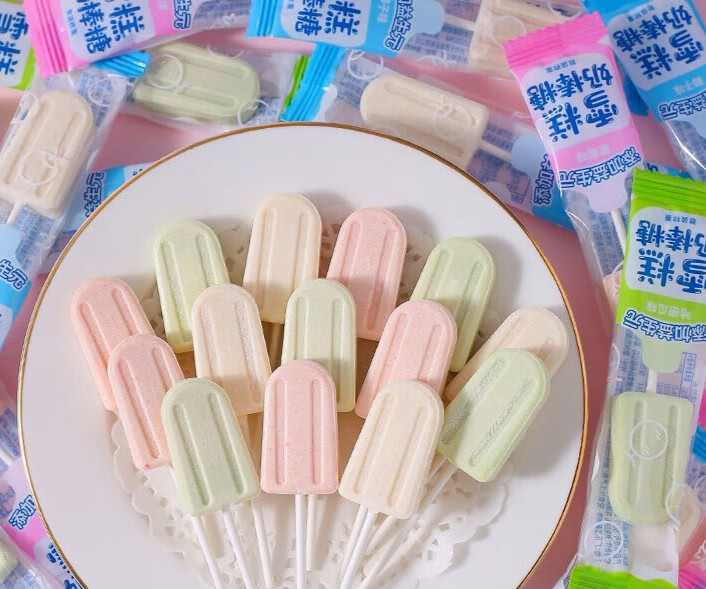 滇初创意卡通儿童椰奶味棒棒糖 雪糕奶棒糖混合三个口味 50支 味 50支
