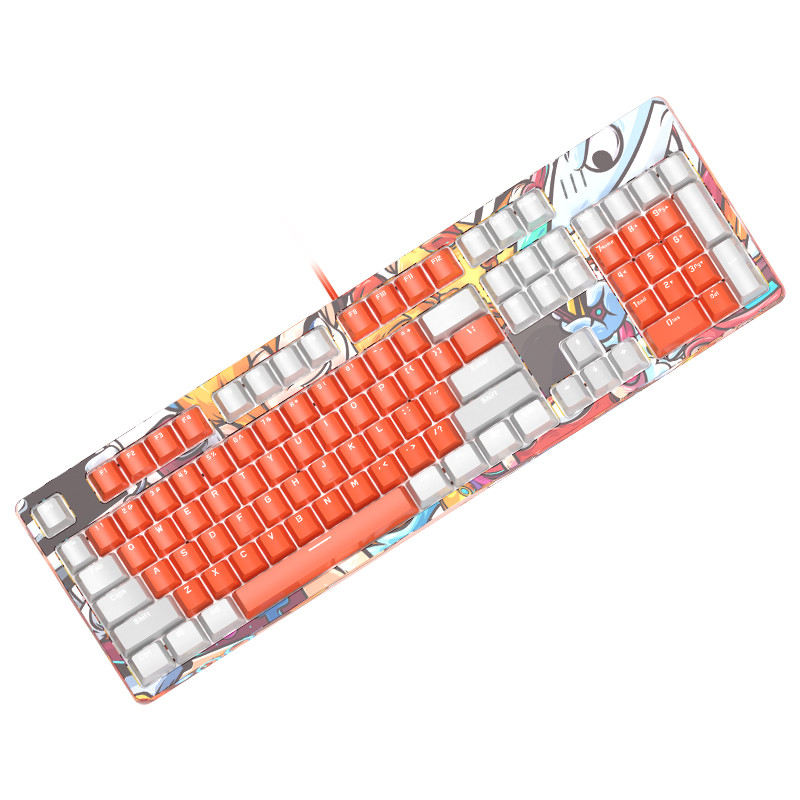 斗鱼（DOUYU.COM）DKM150 DIY可拆卸彩色面壳双拼 有线机械键盘 游戏键盘 白光 电竞键盘 白橙青轴