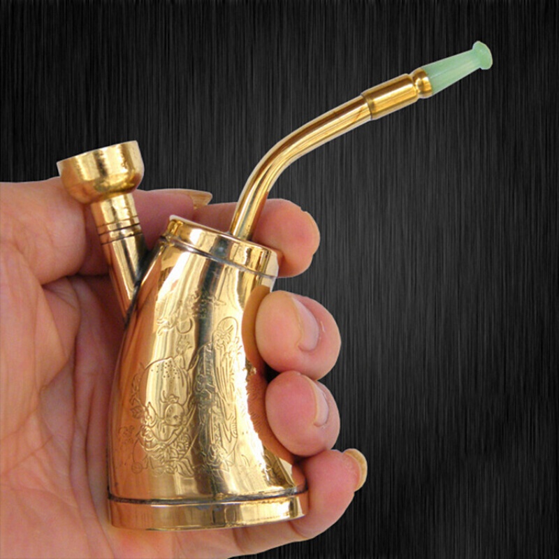 老式水烟斗金泰铜水烟壶烟袋锅两用型水烟袋黄铜烧锅水过滤烟斗苏旅