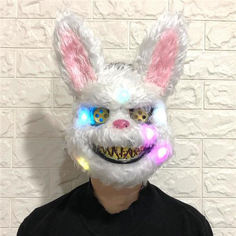 【现货直发】音同款血腥兔子面具万圣节恐怖小熊头套派对舞会酒吧道具