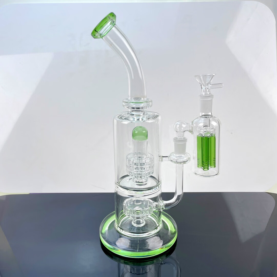 纯手工制作高硼硅玻璃水烟枪轮胎扁球外挂节烟器三重过滤无声烟壶