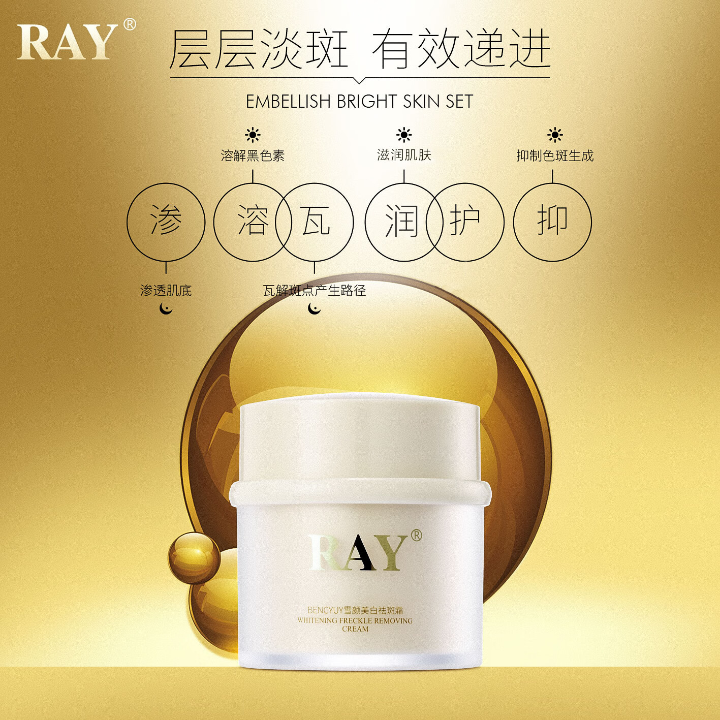 RAY雪颜润肌亮肤套装5件套 祛斑 保湿补水 提亮肤色  娇嫩美肌 单盒