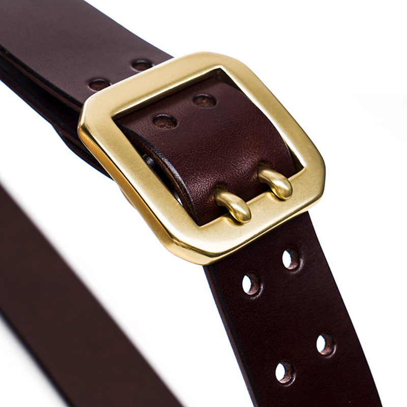 咔叽复古手工双针纯铜八角扣栃木牛皮工装皮带 枥木皮l02棕色 95 cm