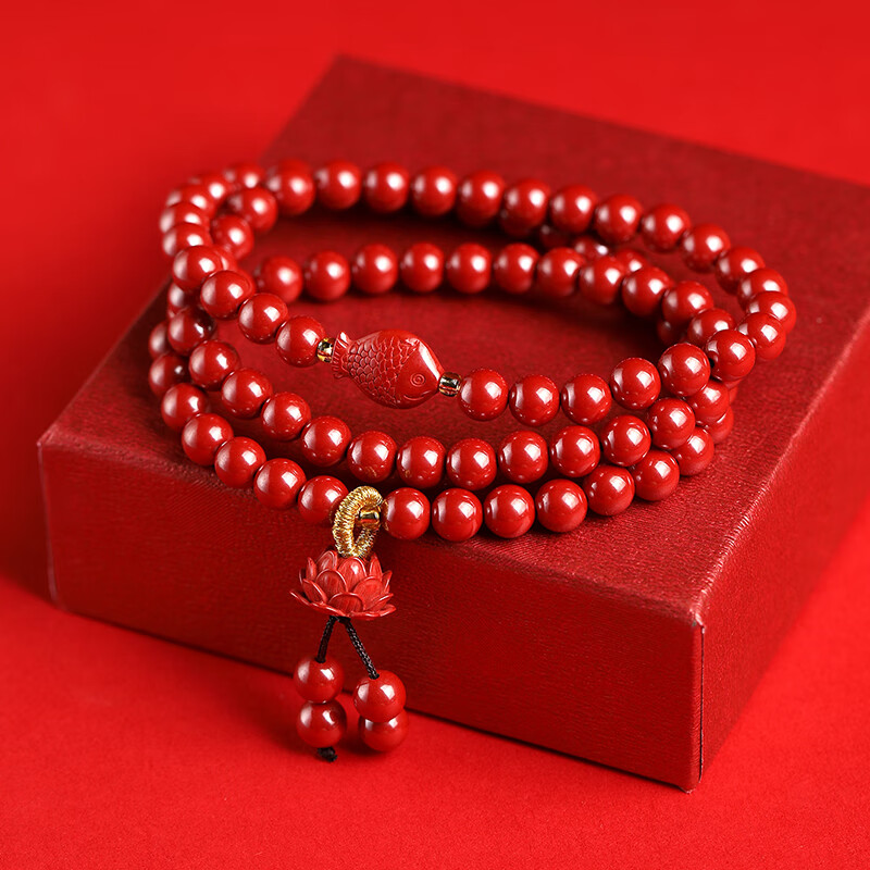 落恋原矿朱砂手链女款三圈朱砂多圈帝王砂生肖护身符手串本命年男女 6mm帝王砂三圈 步步生莲