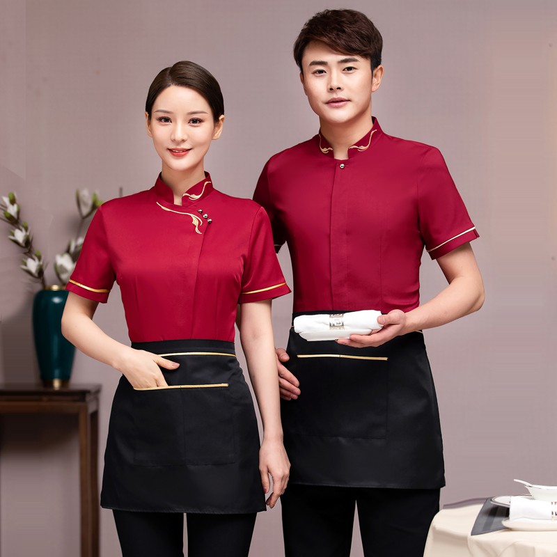 酒店服务员工作服女餐饮火锅饭店男服务员工装制服前厅收银服装定制