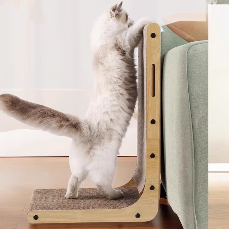 瓜洲牧L型猫抓板立式耐磨不掉屑猫窝一体耐抓大号瓦楞纸猫爪板猫咪玩具 猫抓板大号+加高升级BC瓦楞纸