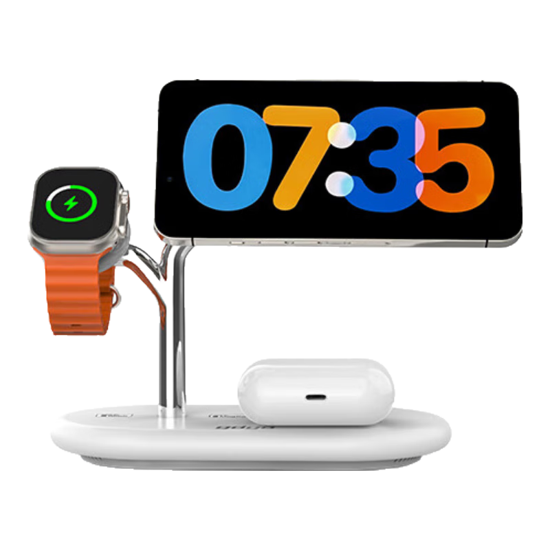 GDGO 苹果四合一无线充电器S9/S8/7快充版MagSafe磁吸MFM三合一底座iphone15手表耳机