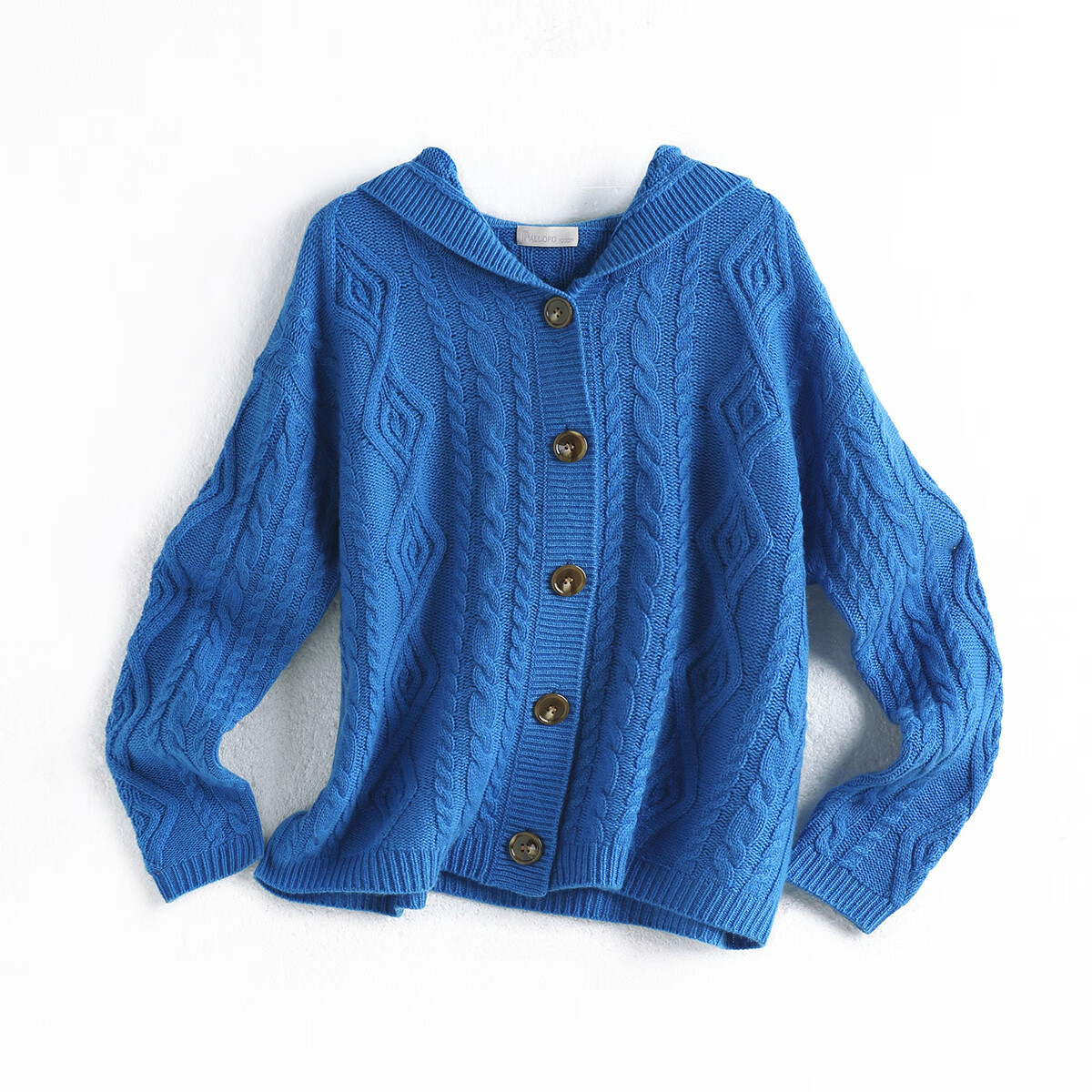 帕罗（PALUOPO）连帽加厚100%山羊绒衫女开衫提花2025冬季保暖上衣外套针织衫毛衣 深宝蓝 S 155/95