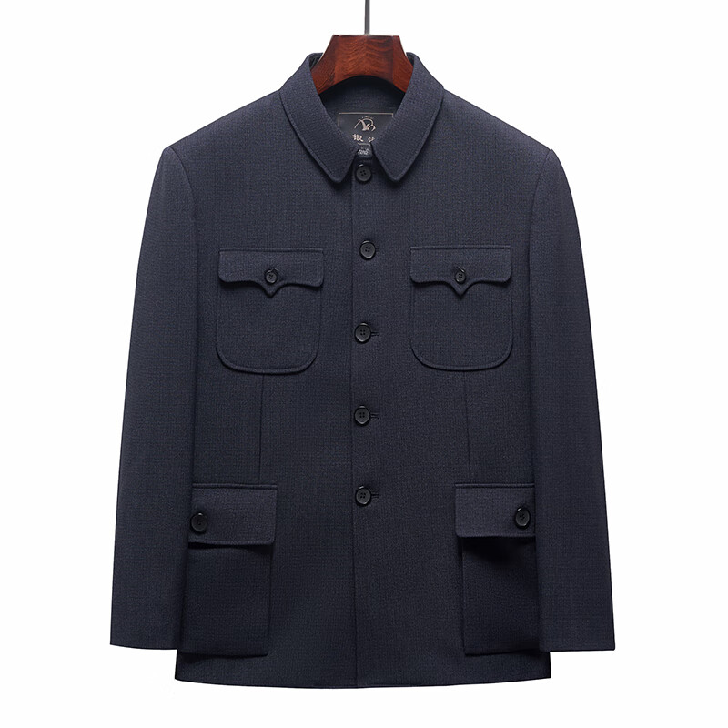 老人衣服爷爷外套中式复古中老年爸爸装中山服 07款灰色【单上衣】