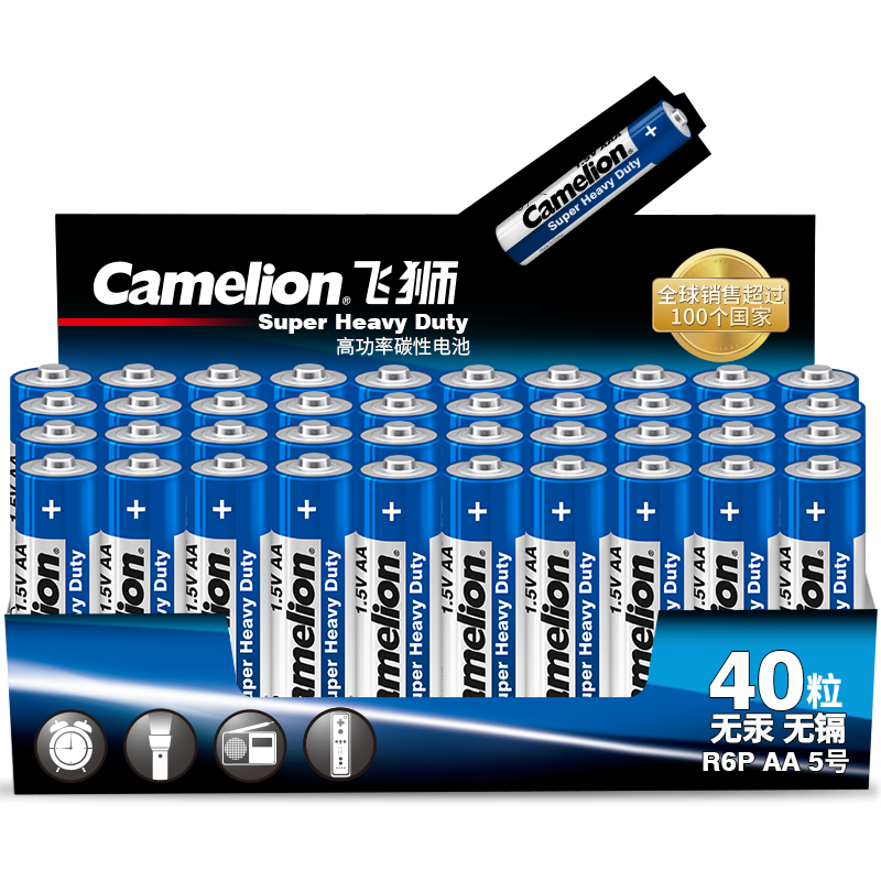 Camelion 飞狮 R6P 5号碳性干电池 1.5V 40粒装