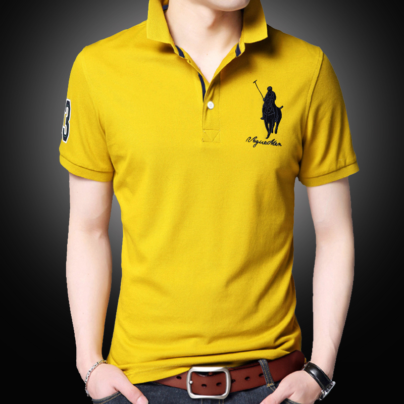 圣大保罗品牌保罗男士短袖t恤带领夏季新款冰丝光棉t恤经典马标刺绣