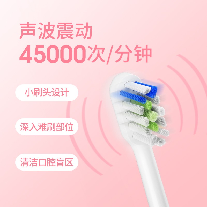 【全国8仓次日达】德国jimok电动牙刷成人学生党女生情侣女童全自动充电式 蜜桃粉4刷头|五种清洁模式|180天续航