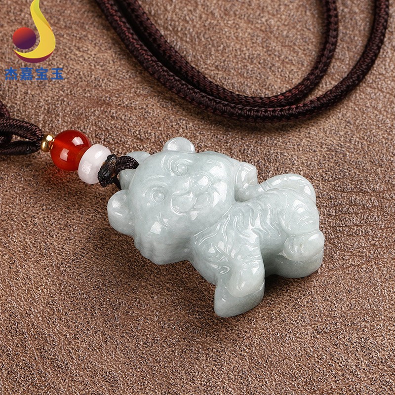 杰嘉宝玉   原创新款真品翡翠生肖虎玉坠男女礼物卡通虎吉祥立体玉吊坠玉石玉挂件玉器配饰带证书免费刻字
