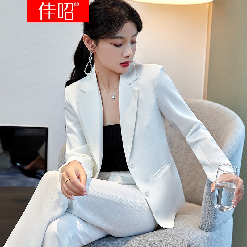 佳昭 白色西装外套女春秋2022新款修身显瘦女神范时尚气质小个子休闲