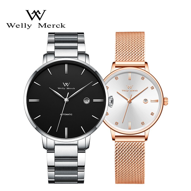 welly merck威利默克情侣手表一对情侣对表机械百搭女神手表送男女友