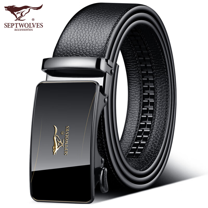 七匹狼(septwolves)皮带男士真皮自动扣腰带头层牛皮潮牌裤带商务休闲