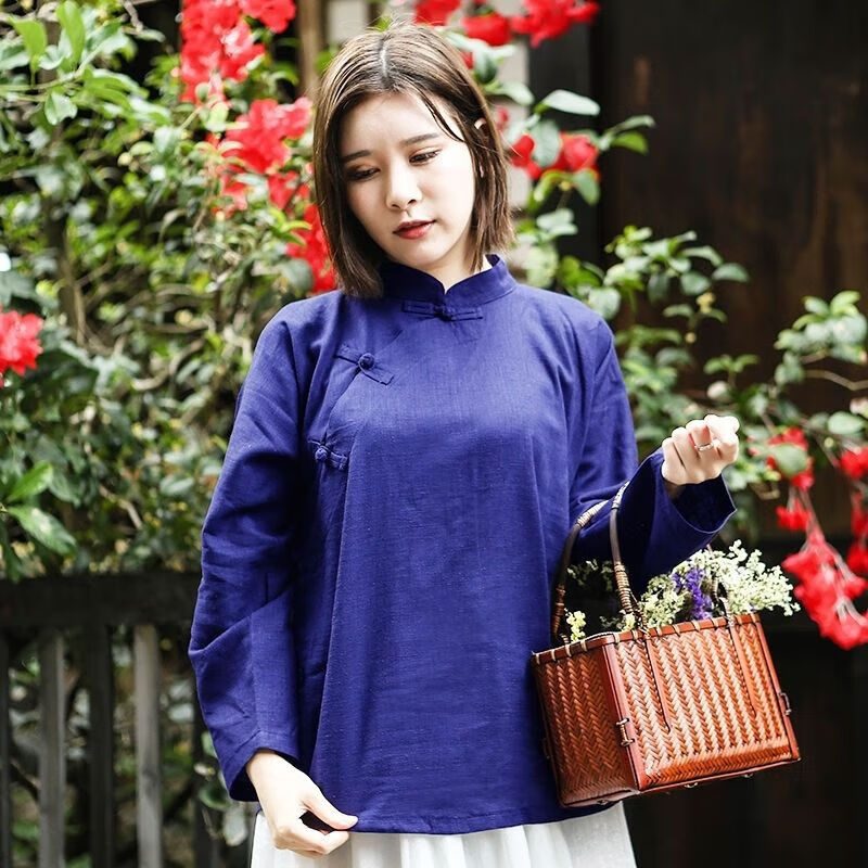 元乐申中老年妈妈复古棉麻女装奶奶婆婆村姑斜大襟外套春夏秋款古装