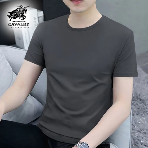 THE URBAN NICE官方品牌纯棉t恤男2025夏秋款短袖上衣商务纯色冰丝纯棉男士短袖 咖啡色-纯色 厚款 【宽松大码款】 5XL 码【建议185-210】-T恤