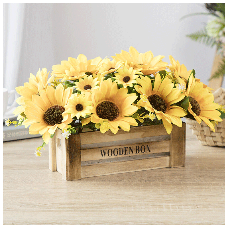 泰瑞格向日葵花 太阳花假花 空调上的仿真装饰布花摆放冰箱摆 乳白色