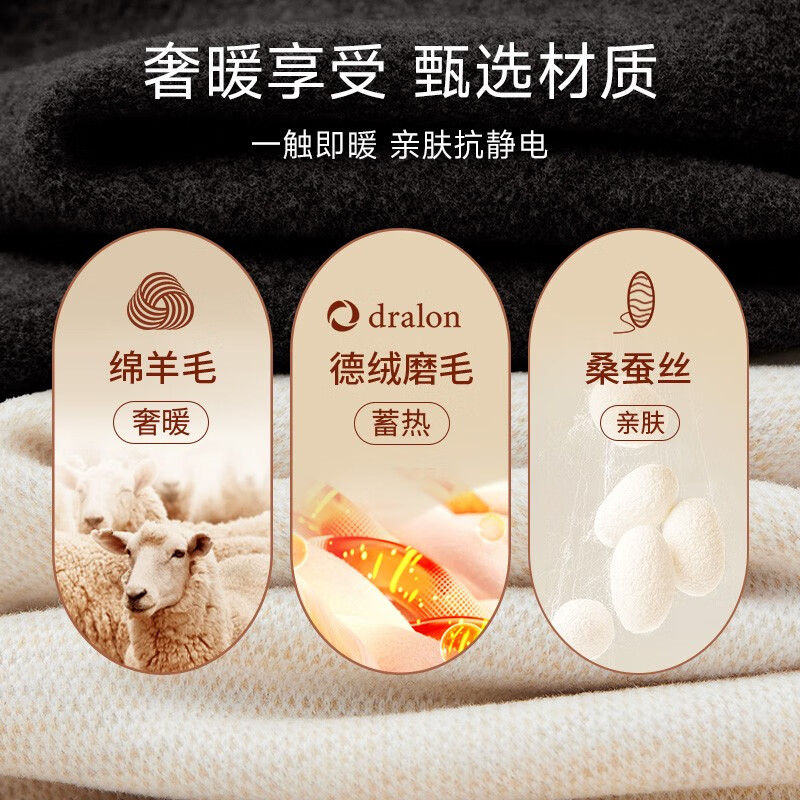 美·雅·挺保暖裤女加绒加厚高腰德绒羊毛棉裤冬季秋裤暖膝中老年人打底线裤 黑色(女士) XL (适合80-110斤)