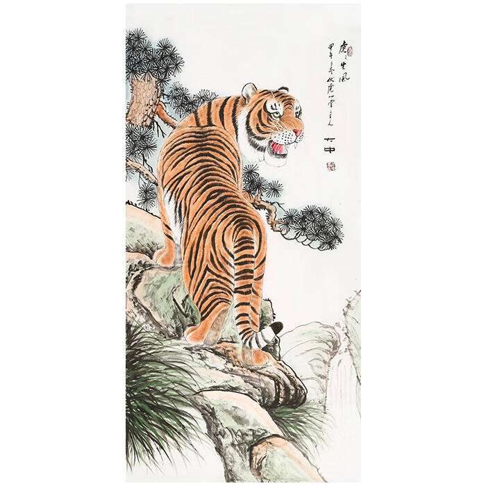丹桂苑冯大中老虎工笔名家字画四尺竖幅精品国画纯手绘名人书画作品