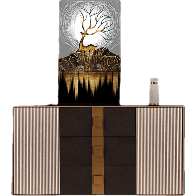 初岛 进门玄关柜入户门厅柜轻奢鞋柜抽屉柜储物柜装饰柜现代简约餐边柜 香槟色1.2米 整装  箱框结构