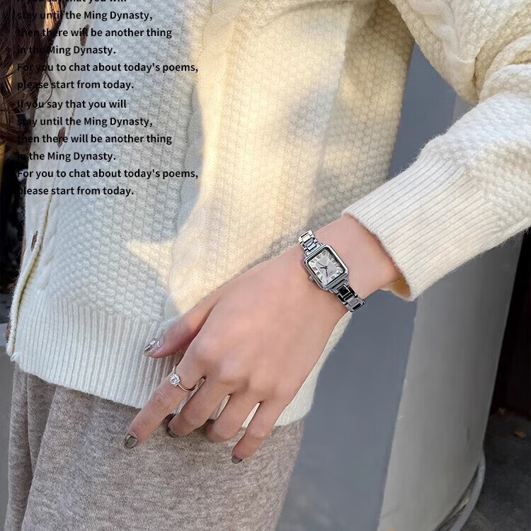 方糖手表女2026新款轻奢小众高级感机械风格名牌正品石英女表礼物 玫金色