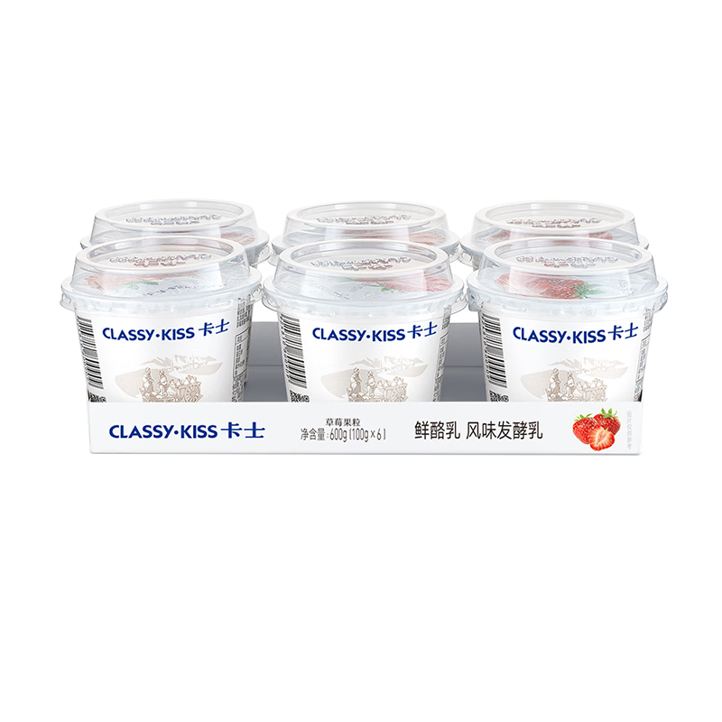 CLASSY·KISS 卡士 鲜酪乳 风味发酵乳 草莓果粒 100g*6杯