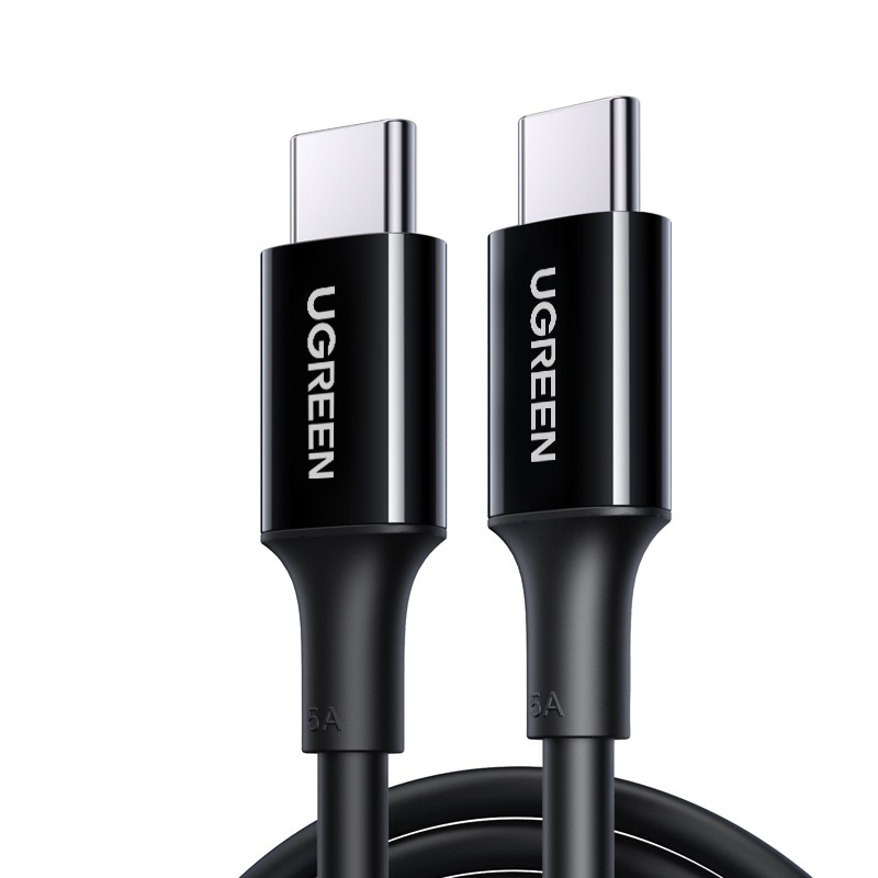 绿联 双头Type-C数据线公对公5A PD100W快充线充电器线通用苹果MacBook Pro电脑 黑色0.5米