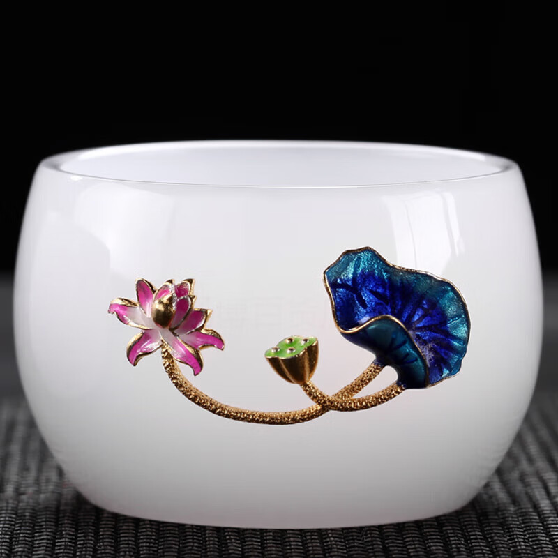 久堂功夫品茶杯  景泰蓝玻璃杯子家用茶具镶银茶盏茶碗主人杯单杯