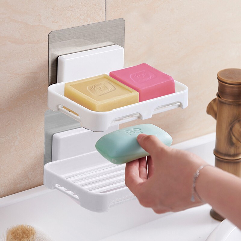 浴室用品梦庭肥皂盒香皂盒肥皂架皂碟壁挂式双层沥水浴室置物架真实测评质量优劣！评测怎么样！