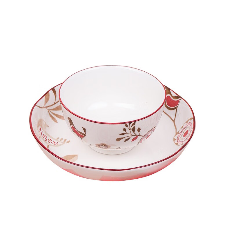 順祥陶瓷創(chuàng  )意個(gè)性中式喜慶餐具家用報喜鳥(niǎo)碗碟套裝單個(gè)湯碗吃飯碗 報喜鳥(niǎo)20頭餐具套裝