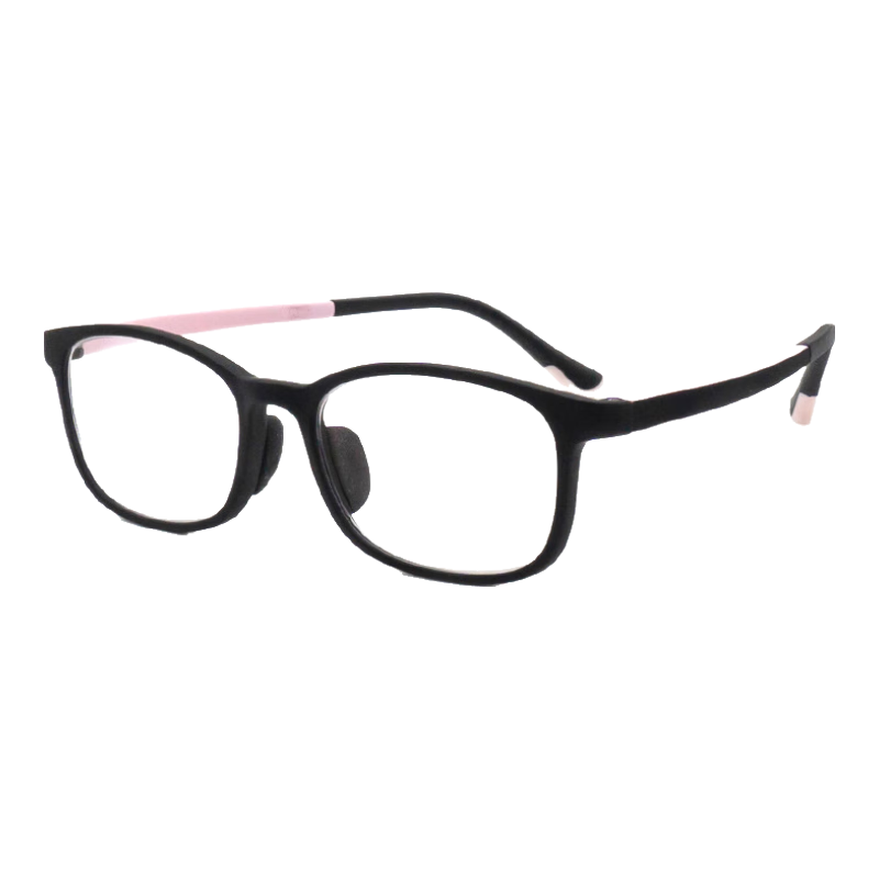 依視路(ESSILOR)防藍(lán)光平光鏡兒童眼鏡男女童手機(jī)輻射護(hù)目鏡1051 COL.03黑框黑粉腿鏡框51mm+配0度鉆晶A4鏡片