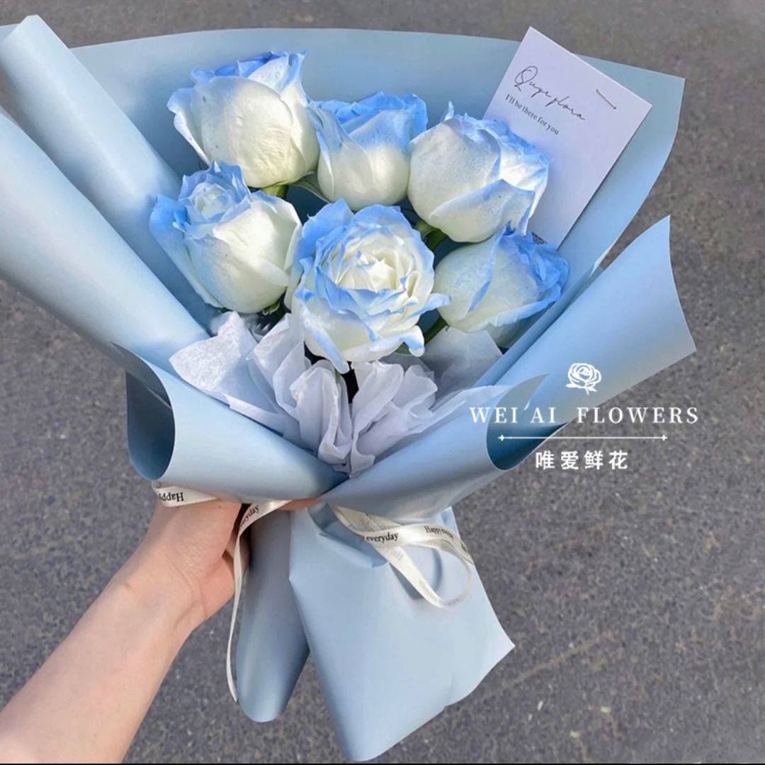 【密西根碎冰蓝】6朵渐变色玫瑰花束