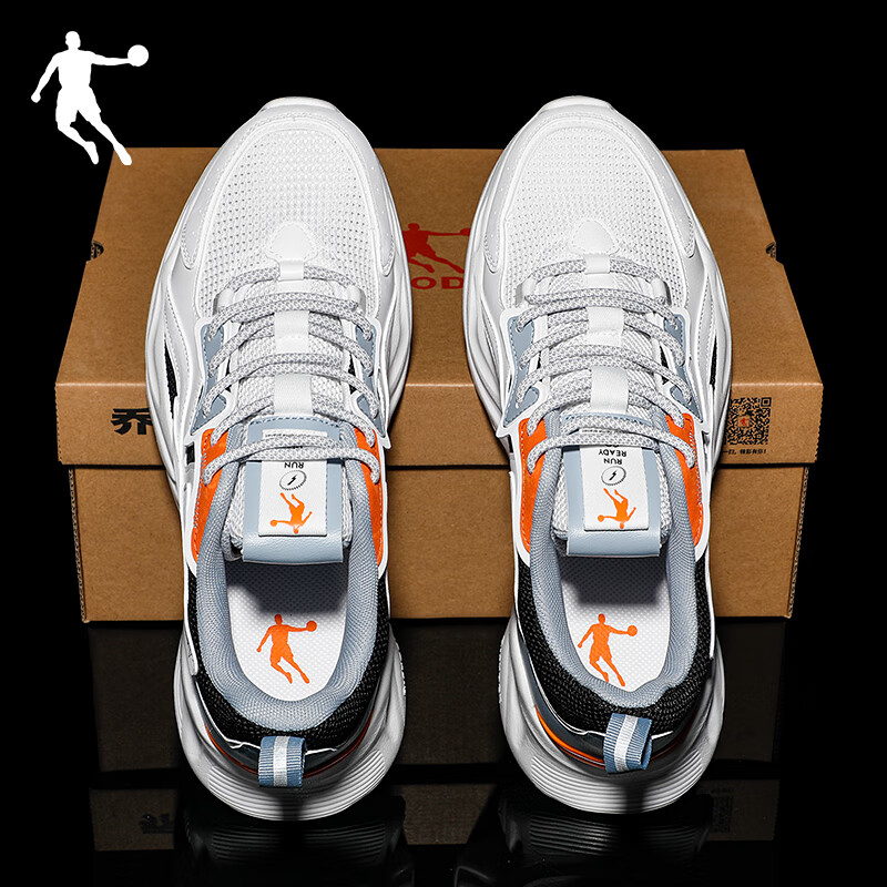 乔丹男鞋2023夏季新款网面跑步鞋休闲鞋子运动鞋男士潮鞋 乔丹白/氢